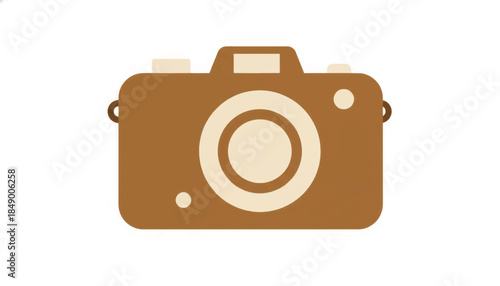Retro camera icon vector illustration. Vintage photography equipment symbol in flat design style. Brown photo device isolated on white background.