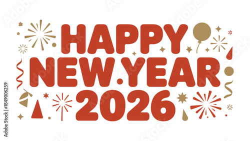 New Year Celebration: A vibrant and celebratory message, featuring bold lettering and festive icons, perfectly encapsulates the spirit of New Year.