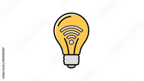 Smart lightbulb with wifi signal icon. Internet of things and innovation concept. Flat design vector illustration