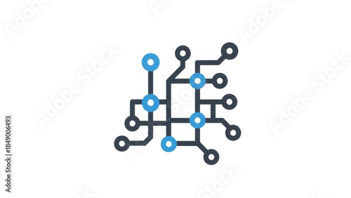 Smart grid network icon. Digital circuit and connectivity symbol. Flat line vector illustration isolated on white background
