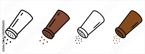 Salt and pepper shakers spilling seasonings in colorful illustration.