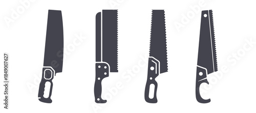 Japanese saw represented as a silhouette icon. Vector is customizable.