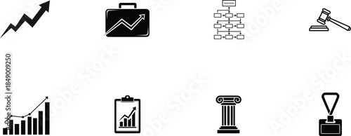 Collection of business and finance related icons and symbols