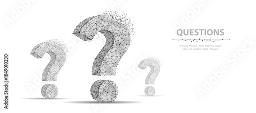 Question mark. 3d abstract vector infographic illustration isolated on white background. Three ask symbol. Help support, faq problem, education, confusion, think search, plan concept illustration

