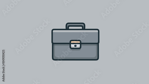 Gray Briefcase Flat Icon Design