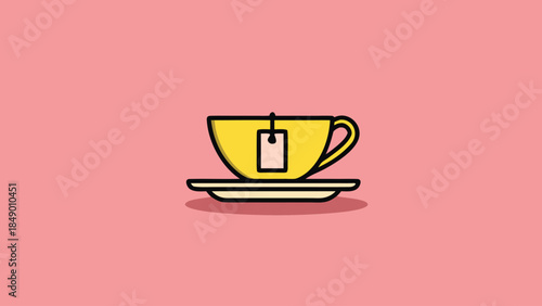 Tea Cup with Tea Bag Flat Design