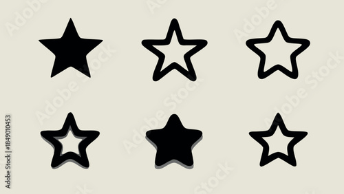 Star Rating Outline Icons Set