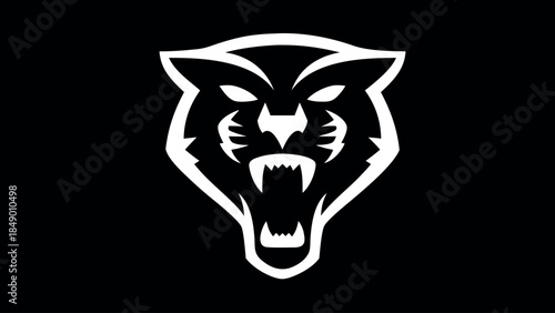 Panther Head Logo Icon Illustration on Black Background