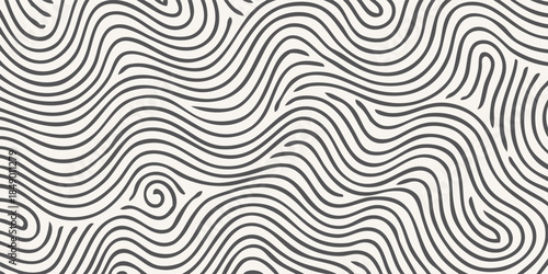 Abstract Black and White Wavy Line Pattern Background.
