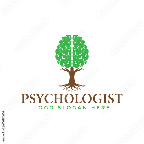 Professional Psychologist Logo Brain Tree Mental Health Counseling Symbol