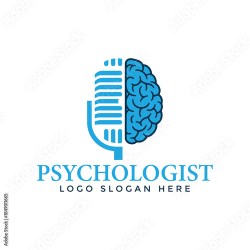 Professional Psychology Logo Design Brain Microphone Symbol