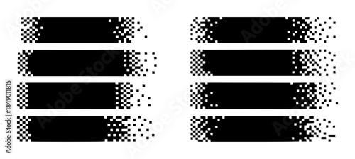 Black pixelated horizontal bars with rough edges white background