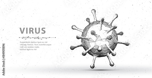 Virus. Abstract vector 3d microbe isolated on blue background. Computer virus, allergy bacteria, medical healthcare, microbiology concept. Disease germ, pathogen organism, infectious micro virology

