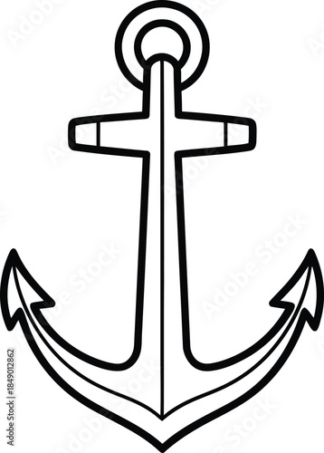 A simple line art illustration of a classic ship anchor design