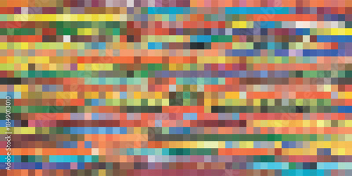 Abstract Pixelated Horizontal Stripes of Vibrant Colors.