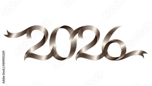 Elegance of Time: A gracefully crafted ribbon forms the numerals 2026, symbolizing the passage of time and the promise of the future. The design emanates a sense of anticipation and refinement.