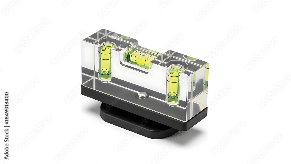 Obraz premium Clear Acrylic Bubble Level with Black Base for Precise Measurement.