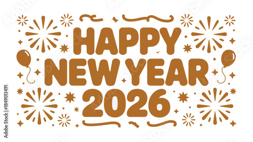 New Year's Eve Celebration: Festive typography and design celebrating the arrival of New Year. This image exudes optimism and joy, perfect for seasonal greetings.