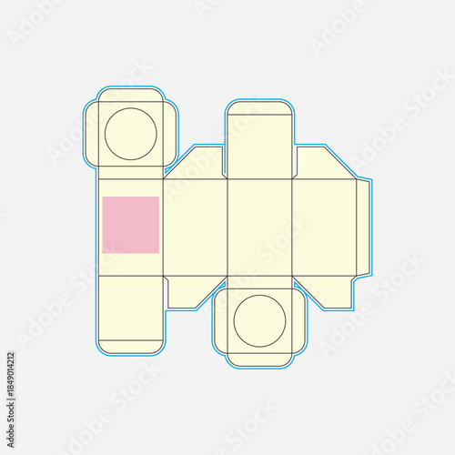 Packaging box with supporter and circle window die cut template design