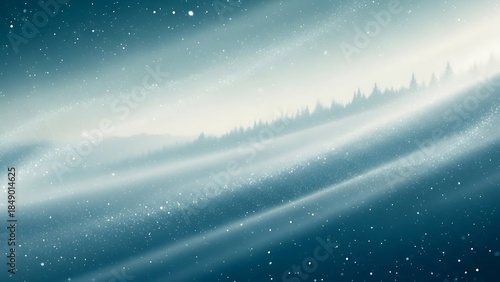 Abstract Swirling Blue and White Light Streaks with Stars.