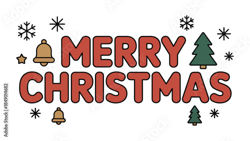 Festive Christmas wishes:  A cheerful holiday greeting, adorned with snowflakes, bells, and Christmas trees, embodies the spirit of the season. 