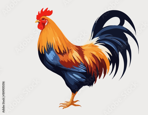 rooster; chicken; hen in illustration in brush stroke painting,