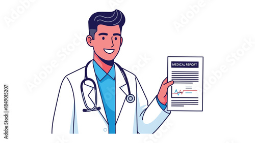 Doctor with Medical Report: A medical professional presents a comprehensive medical report, showcasing expertise and compassionate care.