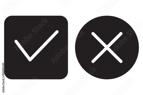 Check mark icon button set. check box icon with right or correct buttons and yes checkmark tick box icons - checkbox symbol sign. editable strokes. vector illustration
