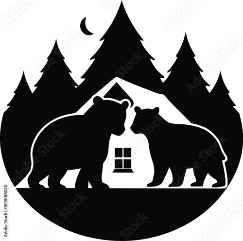 A wild black horse silhouette vector illustration isolated on white background with other nature wildlife mammal icons like a wolf or elephant