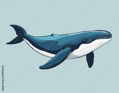 Whale in illustration in brush stroke painting