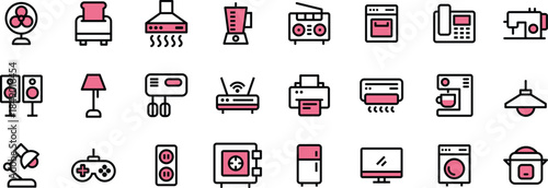 Collection Set Icon Pack Home Appliances Designed for Websites, Apps, UI UX Projects, and Professional Digital Assets
