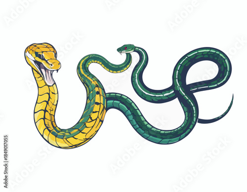 snake, cobra, viper, python in illustration in brush stroke painting