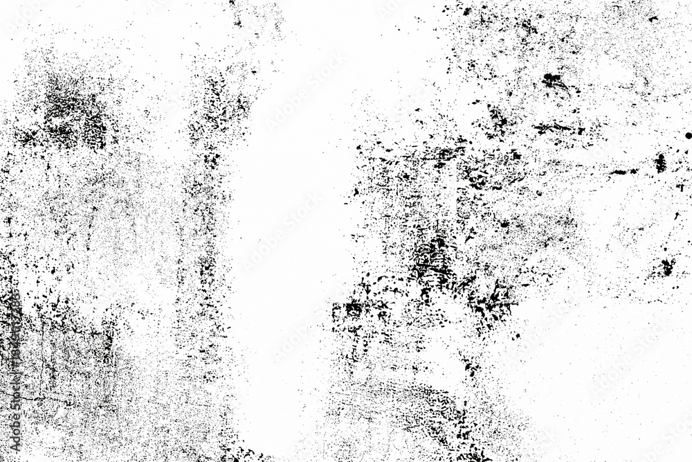 Fototapeta premium Monochrome texture composed of irregular graphic elements. Distressed uneven grunge background. Abstract vector illustration. Overlay for interesting effect and depth. Isolated on white background.