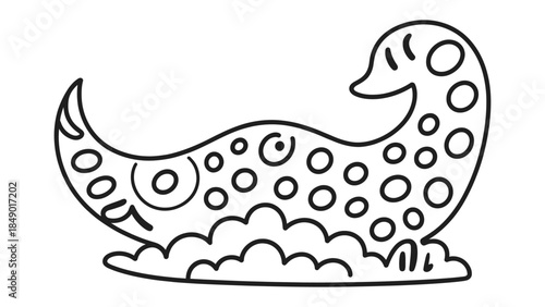 Abstract Creature Illustration: Whimsical outline illustration of an abstract creature, bringing a playful artistic expression.