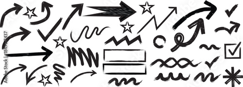 Brush line abstract background texture featuring hand drawn doodle scribbles and geometric marks