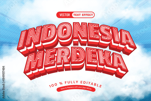3D Red Indonesia Merdeka Editable Text Effect