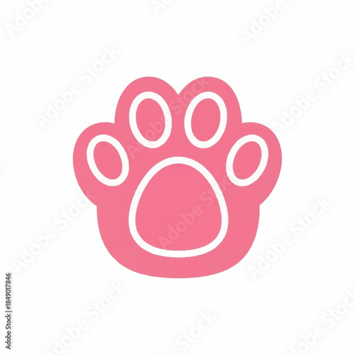 Cute Pink Paw Print Icon Graphic Design.