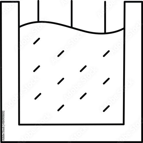 Illustrated fluid container with wavy surface Vector