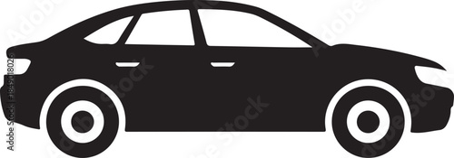 Black Silhouette of a Four- Door Sedan Car four-door