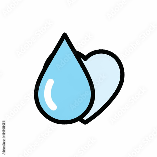 Water Drop and Heart Symbol Combination.