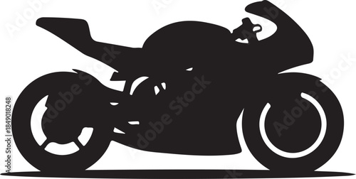 Black Silhouette of a Motorcycle with a Rider on a Road white