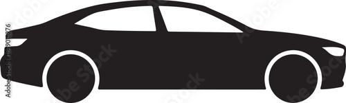 Black Silhouette of a Modern Car Side View vehicle