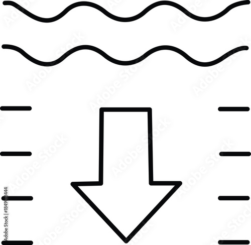 Downward arrow with wavy lines above Vector