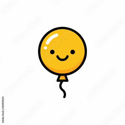 Cute Yellow Balloon with Happy Face Illustration.