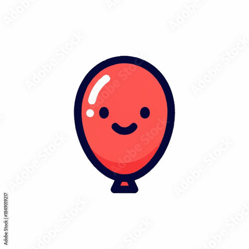 Cute Red Balloon with Happy Face Illustration.