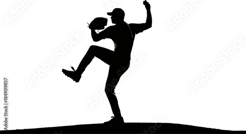Baseball Pitcher Silhouette in Action Dynamic Sports Photography for Commercial Use baseball