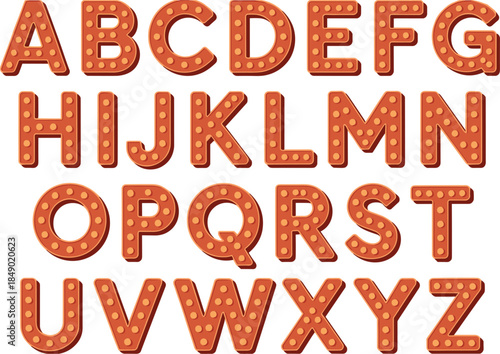 Marquee Alphabet Letters With Light Bulbs On White Background lights
