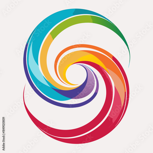 Vibrant rainbow spiral design element for creative projects