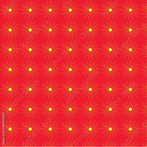 Golden Sunburst Pattern on Red Background