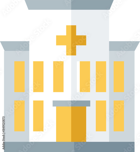Hospital building icon flat design